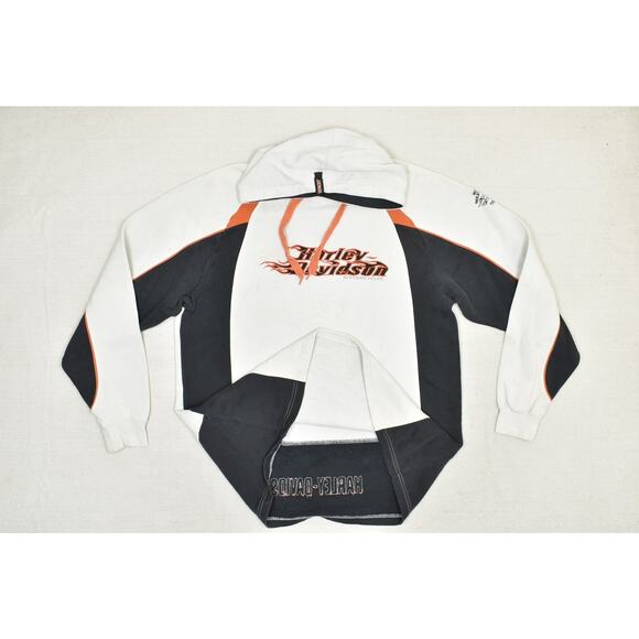 Vintage Harley-Davidson Men's White Hoodie Sweatshirt Regular Size L Stained - Picture 3 of 8